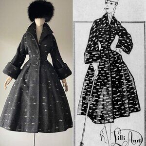 Rare Vintage 1950s Lilli Ann Princess Coat (as seen in Harper's Bazaar 1955 ad)
